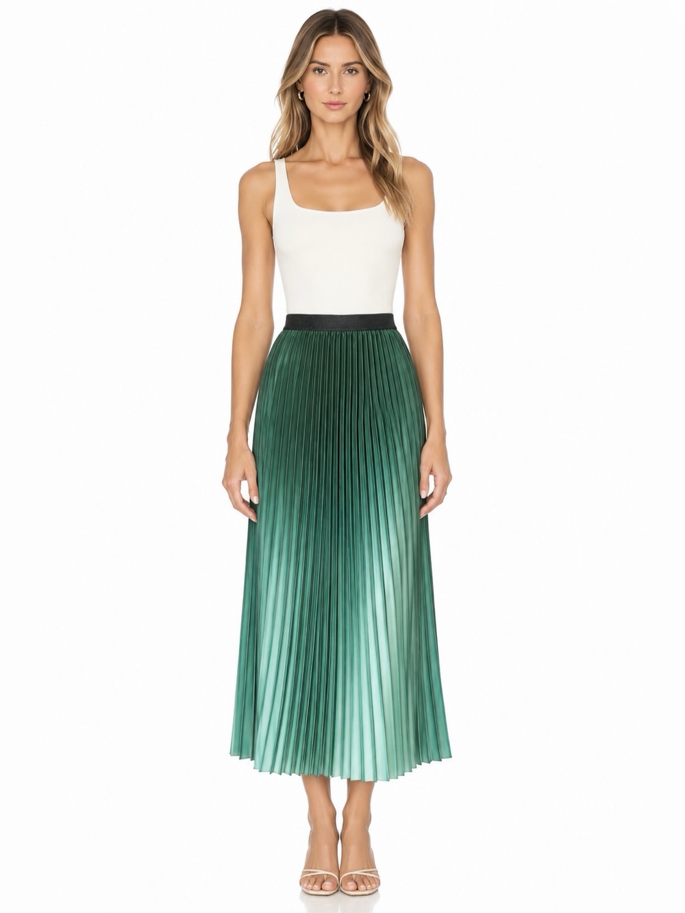 Title: We Are The Others Green Ombre Pleated Midi Skirt Size 2